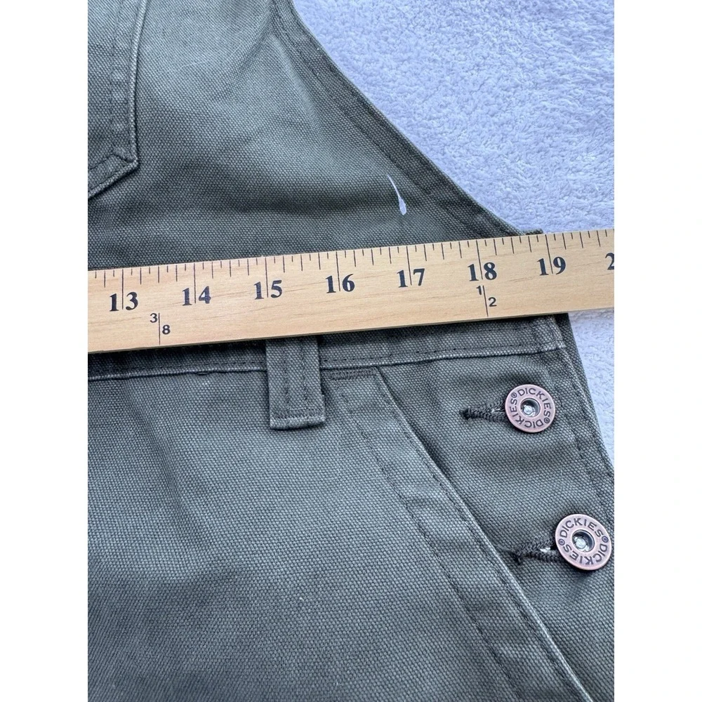Dickies Bib Overalls Women M Mil Green Straight Duck Denim 36x32 Work Utility